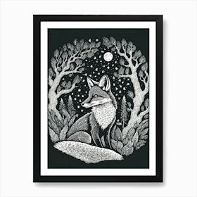 A Clever Fox In The Midst Of A Midnight Hunt Art Print