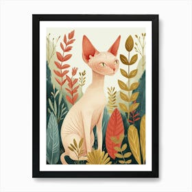 Sphynx Cat Storybook Illustration 1 Art Print