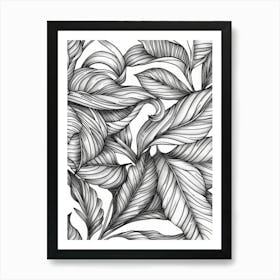 Seamless Pattern Of Palm Leaves Art Print