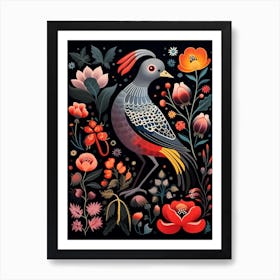 Folk Bird Illustration Grey Plover 1 Art Print