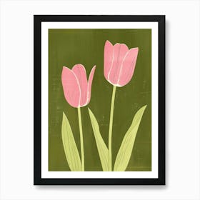 Pink & Green Tulip 3 Art Print