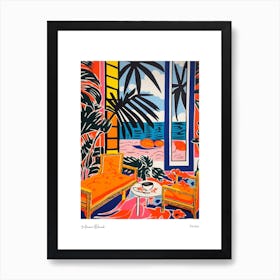 Miami Beach Florida Matisse Style 3 Watercolour Travel Poster Art Print