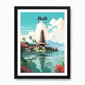 Bali Indonesia Lake Modern Travel Art Art Print