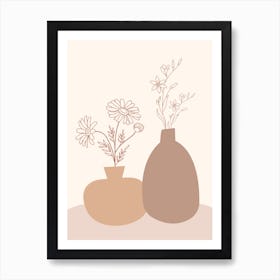 Two Vases With Flowers Art Print