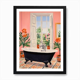 A Bathtube Full Of Bluebell In A Bathroom 4 Art Print