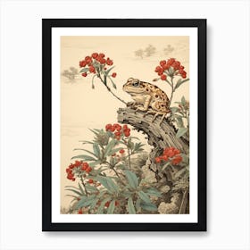 Vintage Japanese Frog Burrow 1 Art Print