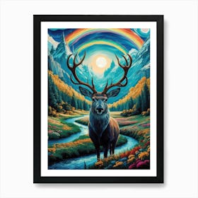 Rainbow Deer Art Print