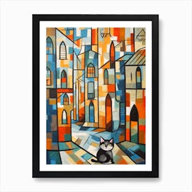Painting Of Venice With A Cat In The Style Of Cubism, Picasso Style 3 Art Print