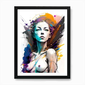 Ethereal Resonance: Abstract Portrait Of A Nude Woman Art Print