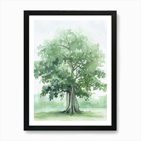 Banyan Tree Atmospheric Watercolour Painting 1 Art Print