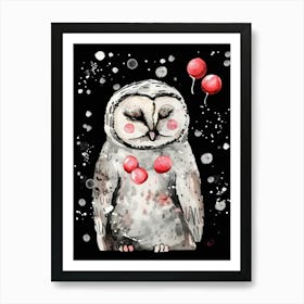 Owl With Balloons Art Print