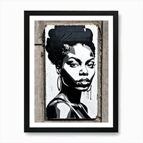 Vintage Graffiti Mural Of Beautiful Black Woman 97 Art Print