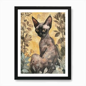 Devon Rex Cat Japanese Illustration 4 Art Print