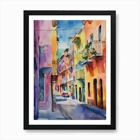 Palermo, Italy Watercolour Streets 3 Art Print