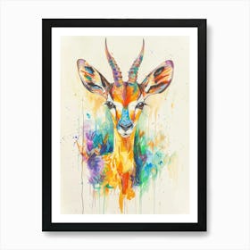 Antelope Colourful Watercolour 2 Art Print