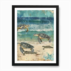 Kitsch Sea Turtle Collage 4 Art Print