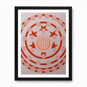 Geometric Abstract Glyph Circle Array in Tomato Red n.0187 Art Print