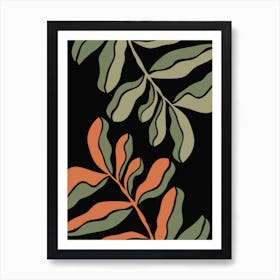 Leaves On Black Art Print