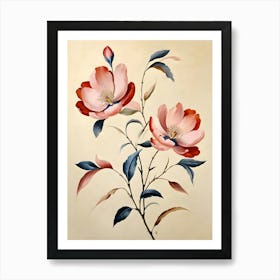 Pink Flowers On A Branch Art Print