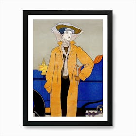 Woman In Yellow Driving Coat, Edward Penfield Art Print