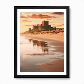 Bamburgh Beach Northumberland At Sunset 4 Art Print