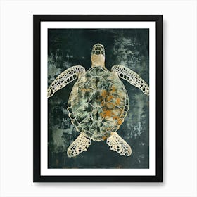 Inverted Beige & Green Sea Turtle Art Print