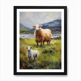 Impressionism Style Painting Of Highland Sheep 2 Art Print