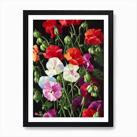 Sweet Pea Still Life Oil Painting Flower Art Print