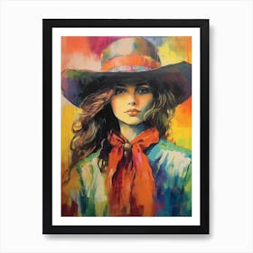 Vintage Cowgirl Painting 2 Art Print