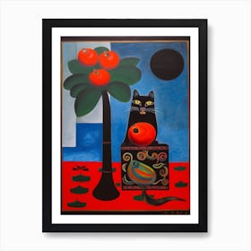 Amaryllis With A Cat 1 Surreal Joan Miro Style  Art Print