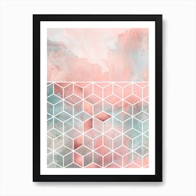 Rose Clouds And Cubes Art Print