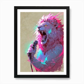 Lion Singing Art Print