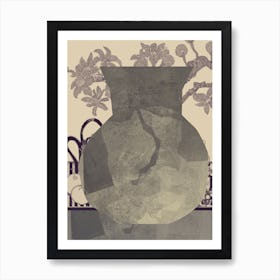 Abstract Still Life With Urn, Sepia, Collage No.12923-03 Art Print