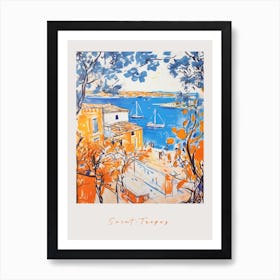 Saint Tropez France Orange Drawing Poster Art Print