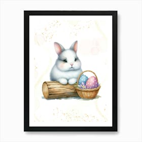 Easter Bunny With Basket 1 Art Print