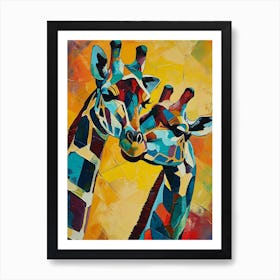 Abstract Geometric Giraffes 10 Art Print