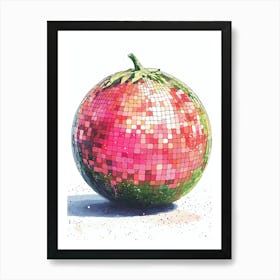 Disco Ball Watermelon Art Print