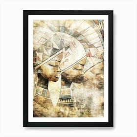 African Ethnic Tribal Illustration Art 08 Art Print