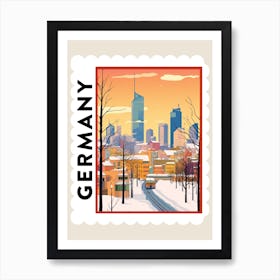 Retro Winter Stamp Poster Frankfurt Germany Art Print