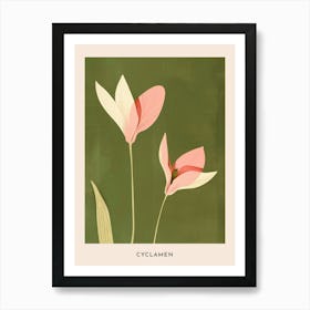 Pink & Green Cyclamen 3 Flower Poster Art Print