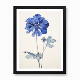 Blue Botanical Geranium 1 Art Print