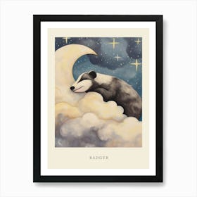 Sleeping Baby Badger Nursery Poster Art Print