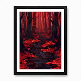 Red Forest Path Art Print