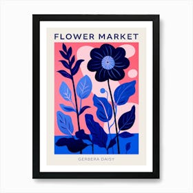 Blue Flower Market Poster Gerbera Daisy 3 Art Print