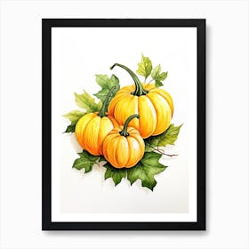 Miniature Pumpkin Watercolour Illustration 4 Art Print