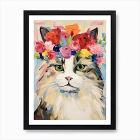 Birman Cat With A Flower Crown Painting Matisse Style 4 Art Print