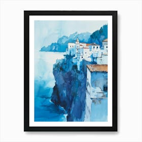 Blue Houses On The Cliff Art Print