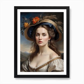 Elegant Classic Woman Portrait Painting (14) Art Print