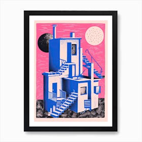 A House In Buenos Aires, Abstract Risograph Style 1 Art Print