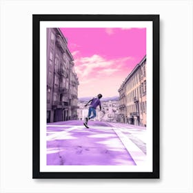 Skateboarding In Lyon, France Futuristic 3 Art Print